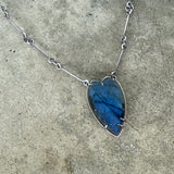 elongated labradorite heart necklace