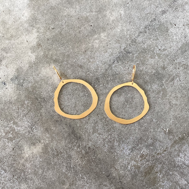 rough cut narrow hoop earrings-vermeil