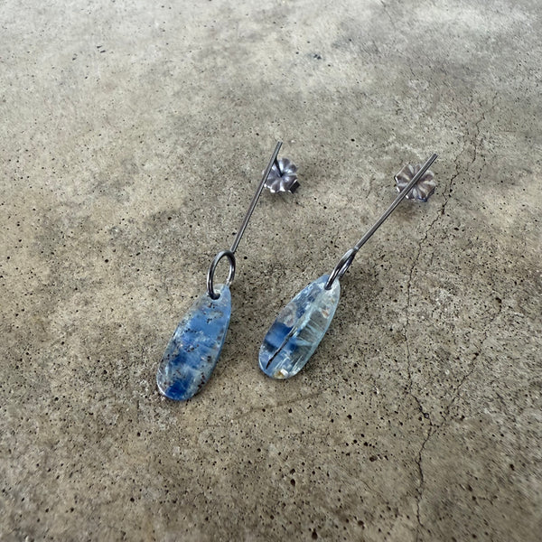 kyanite long bar post earrings