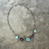 tiny rough cut and welo opal necklace