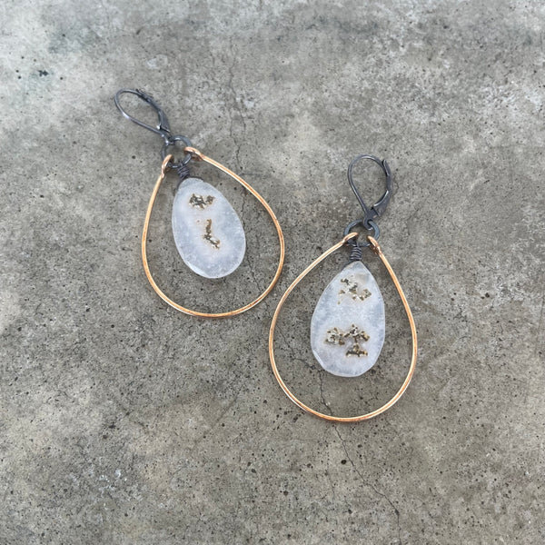 two tone solar quartz earrings