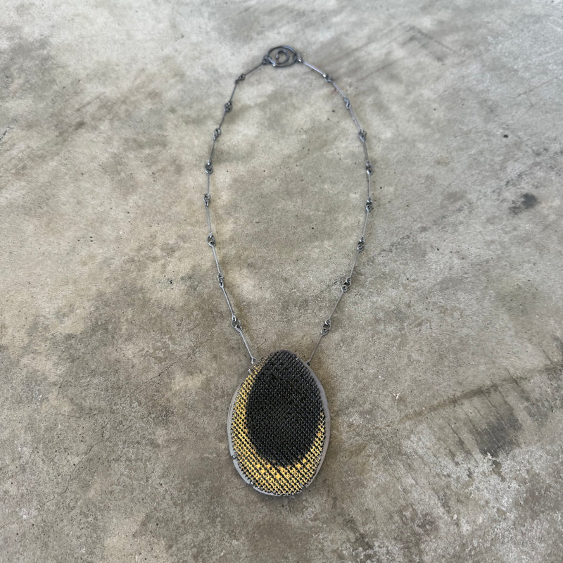 half moon enamel mesh necklace