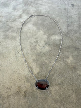 faceted garnet single stone necklace
