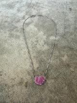 raw ruby single stone necklace