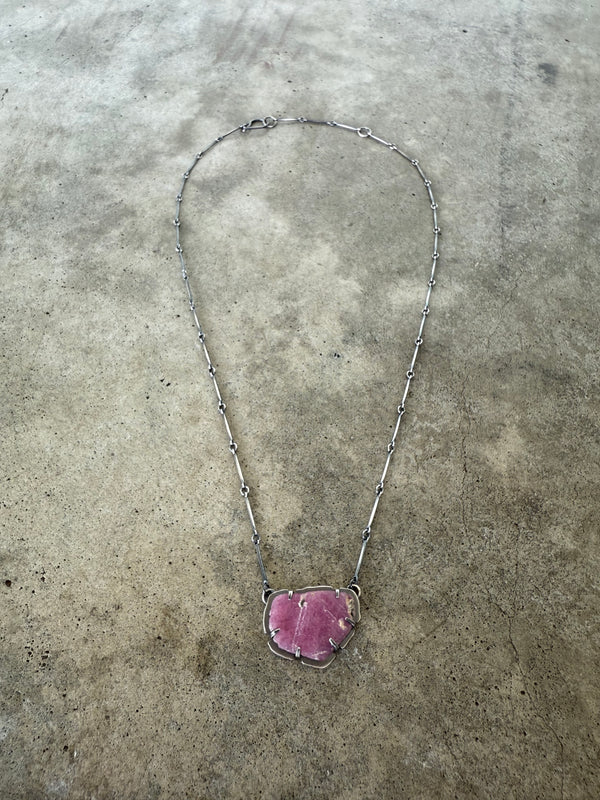 raw ruby single stone necklace