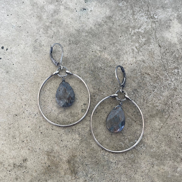 kyanite stirrup earrings