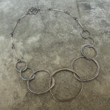 thin seven rough cut necklace-oxidized