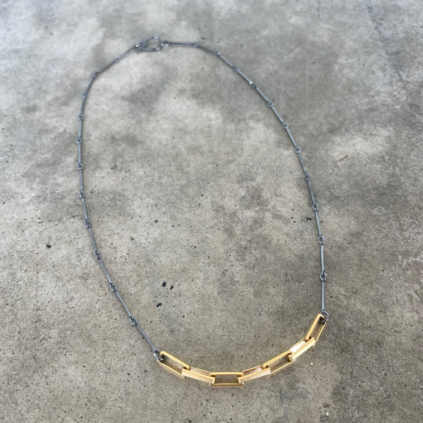 box chain layering necklace-vermeil