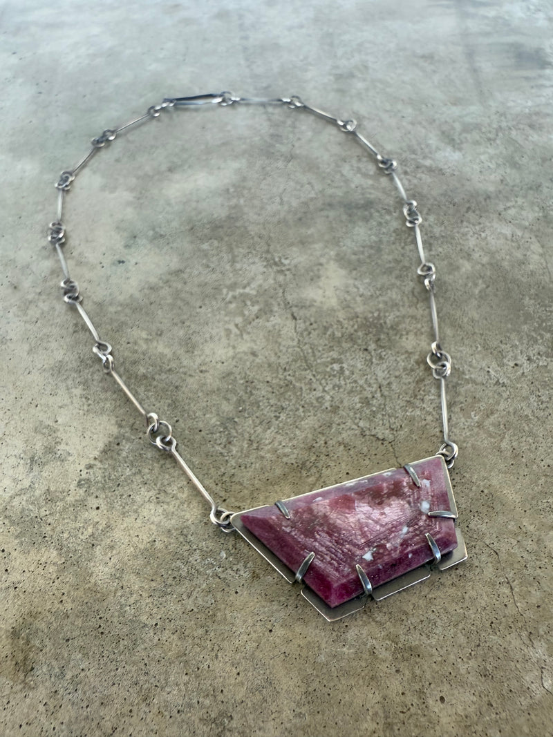 geometric natural ruby necklace