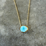 rose cut larimar necklace-med/gold