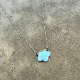 tiny white enamel cloud necklace