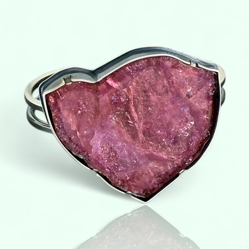 pink tourmaline slice cuff bracelet