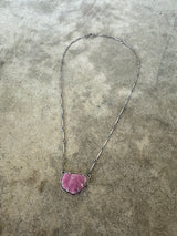 raw ruby single stone necklace