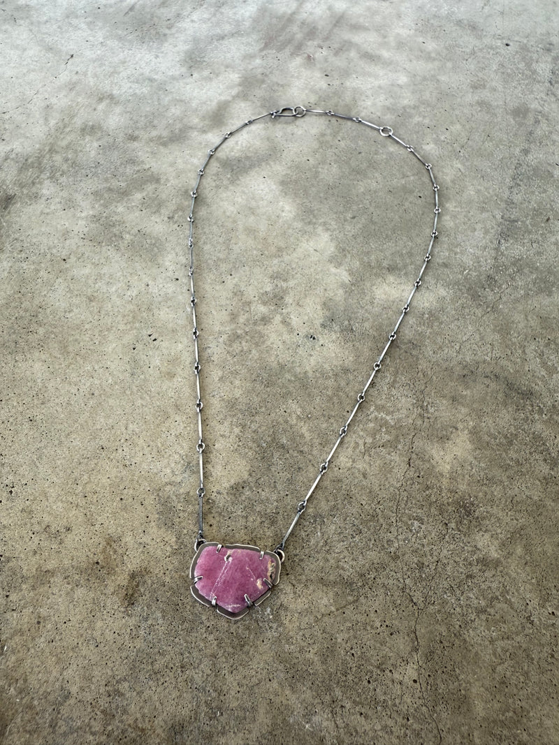 raw ruby single stone necklace
