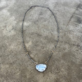 rainbow moonstone two tone freeform necklace