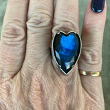 labradorite long heart ring - Lisa Crowder Studio
