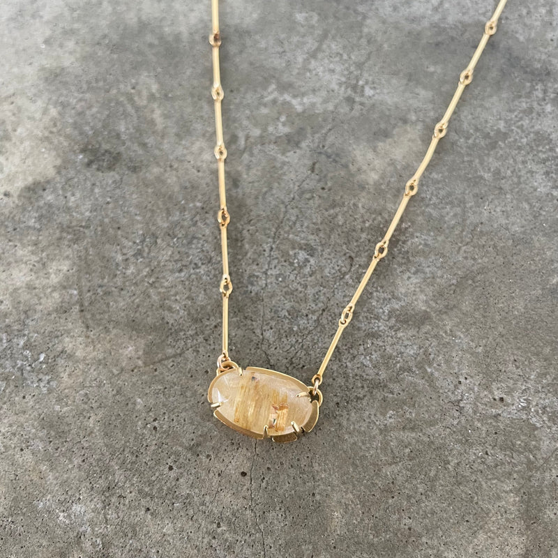 small faceted rutilated quartz necklace