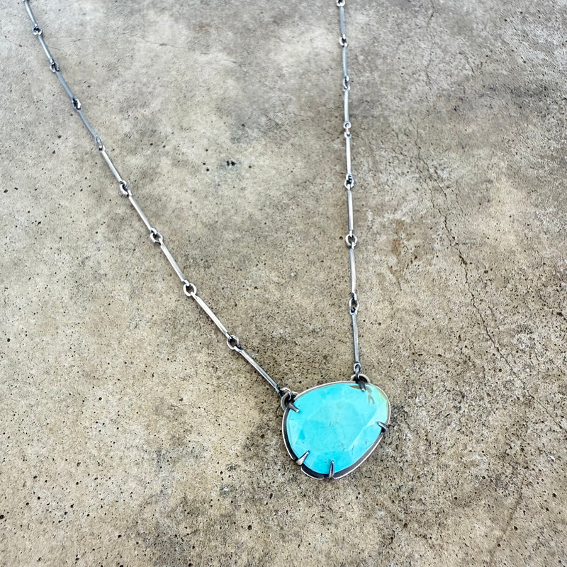 faceted turquoise single stone necklace