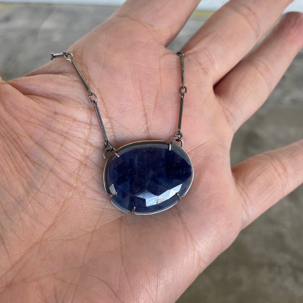 natural sapphire freeform necklace
