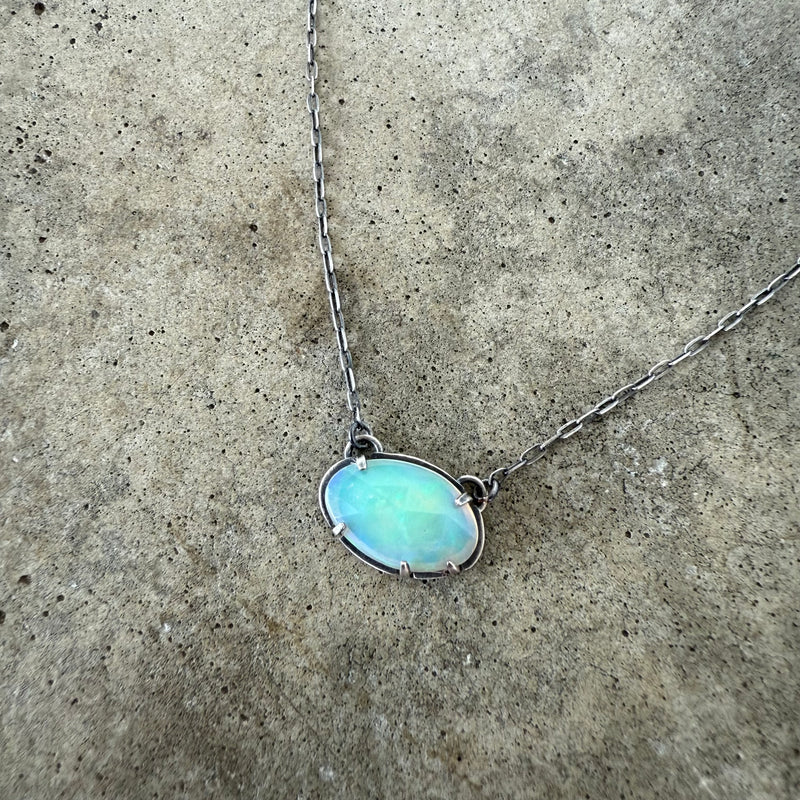 welo opal single stone necklace