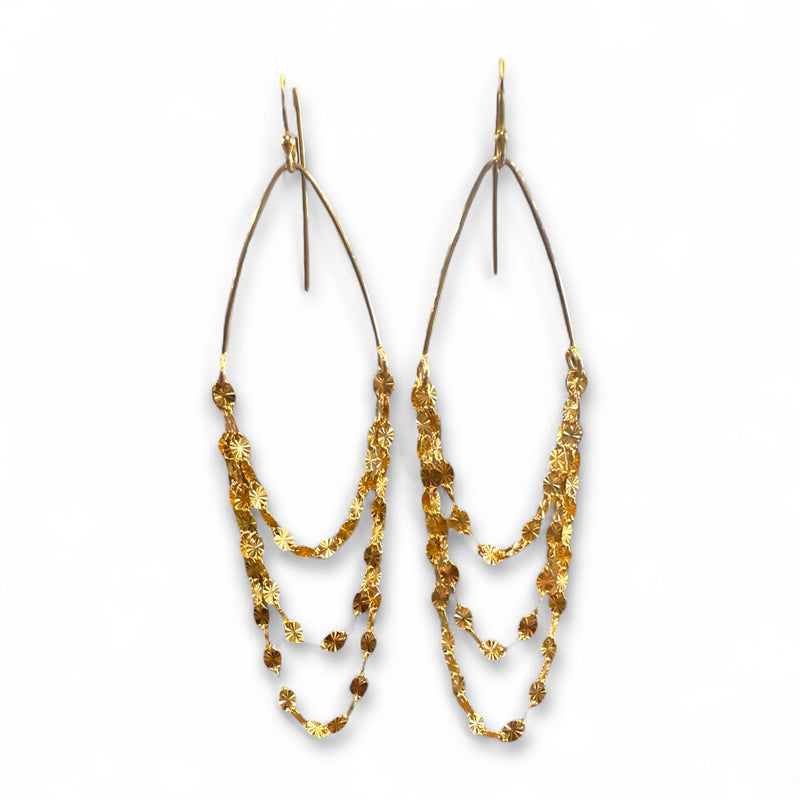 starburst triple chain earrings