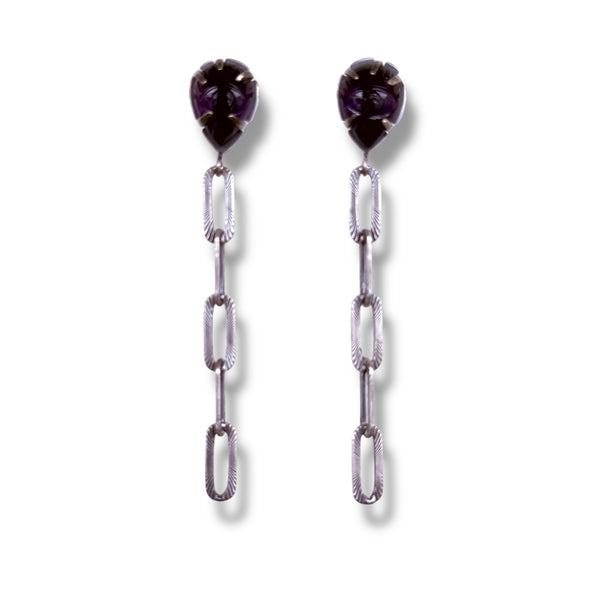 amethyst evil eye earrings