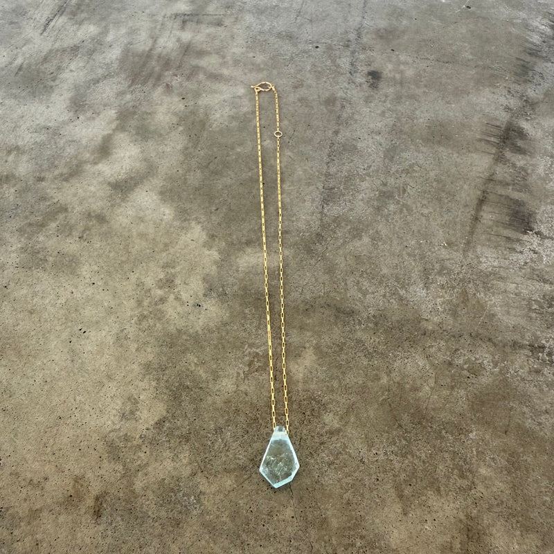 aquamarine geometric pendant-goldfill