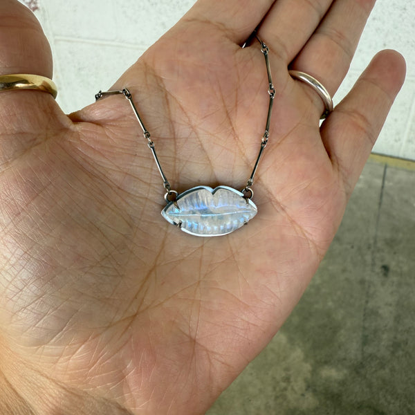 rainbow moonstone lips necklace