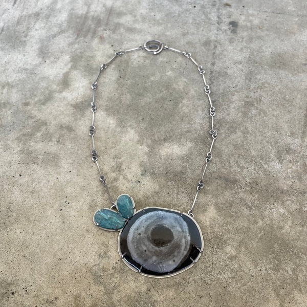 kyanite and enamel necklace