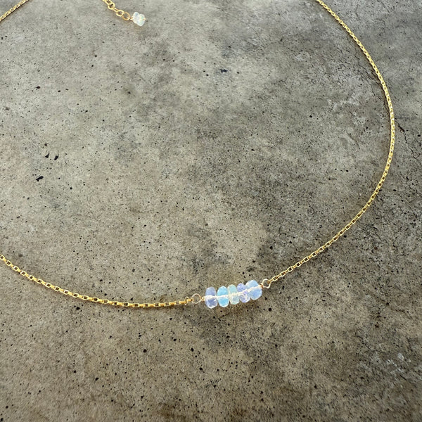 welo opal single tiny stone necklace