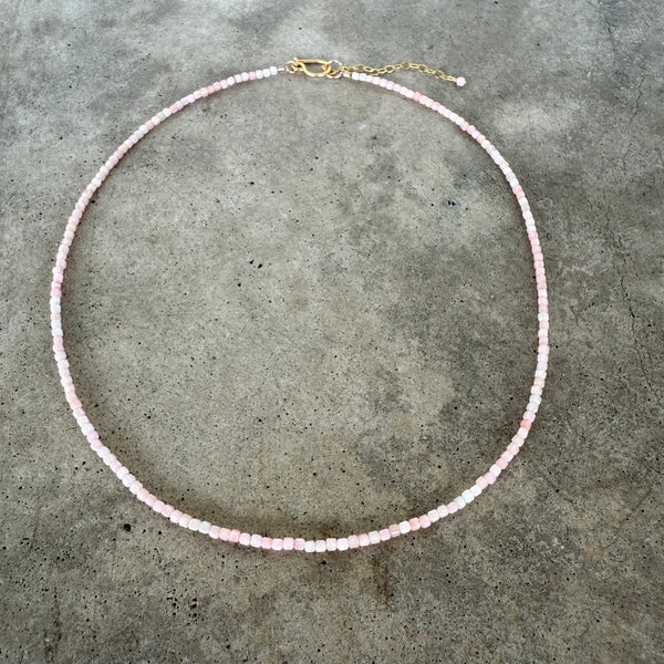 pink opal cube necklace