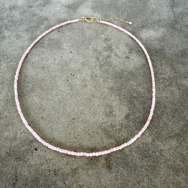 pink opal cube necklace