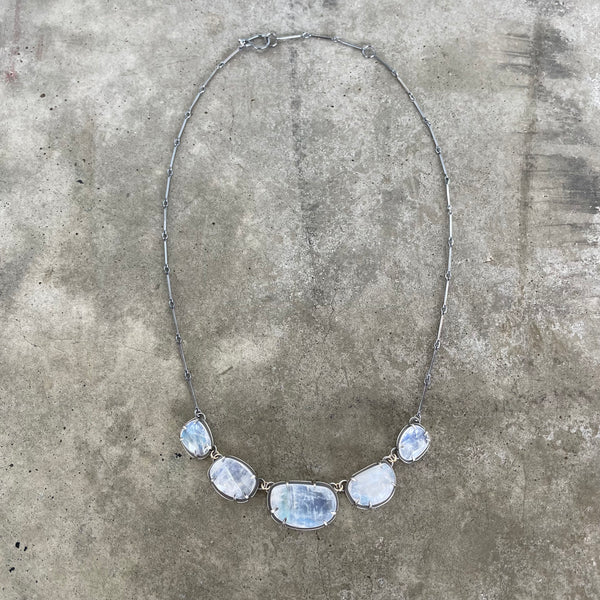 5 piece rainbow moonstone necklace