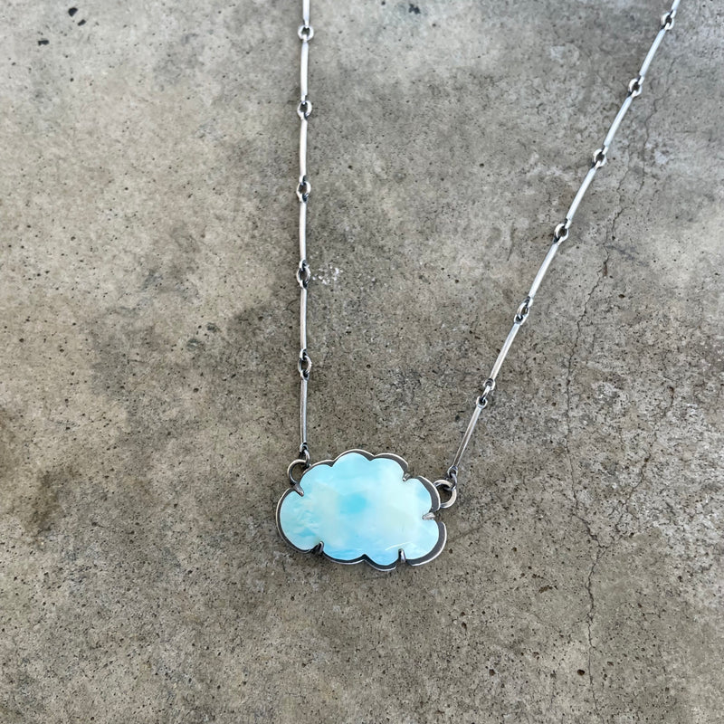 faceted larimar cloud necklace