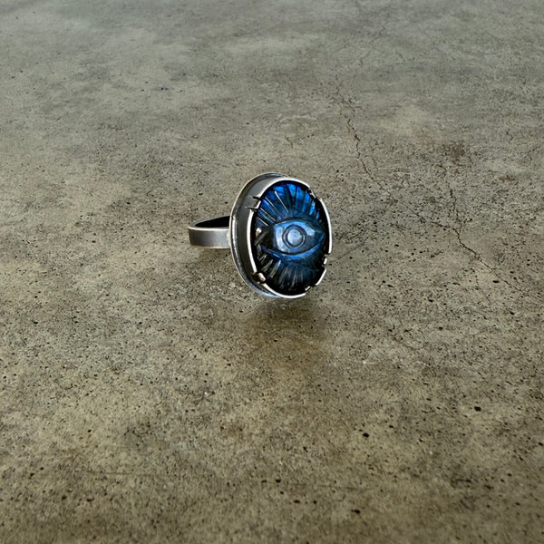 small labradorite evil eye ring
