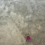 natural ruby geometric necklace