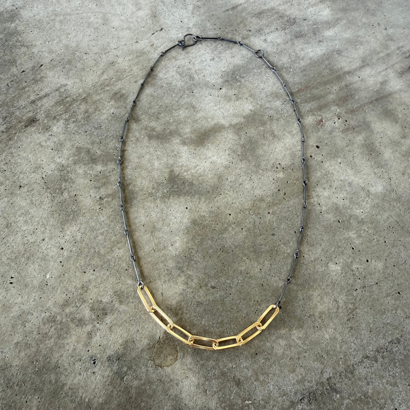 textured oval layering necklace