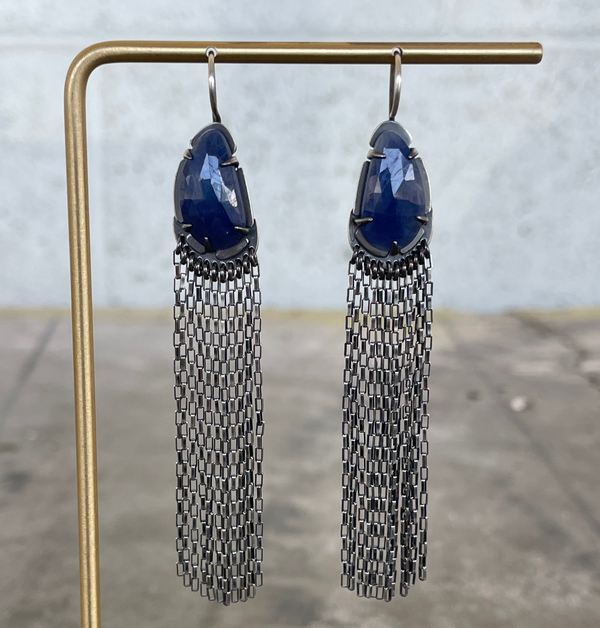 sapphire fringe earrings