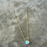 rose cut larimar necklace-med/gold