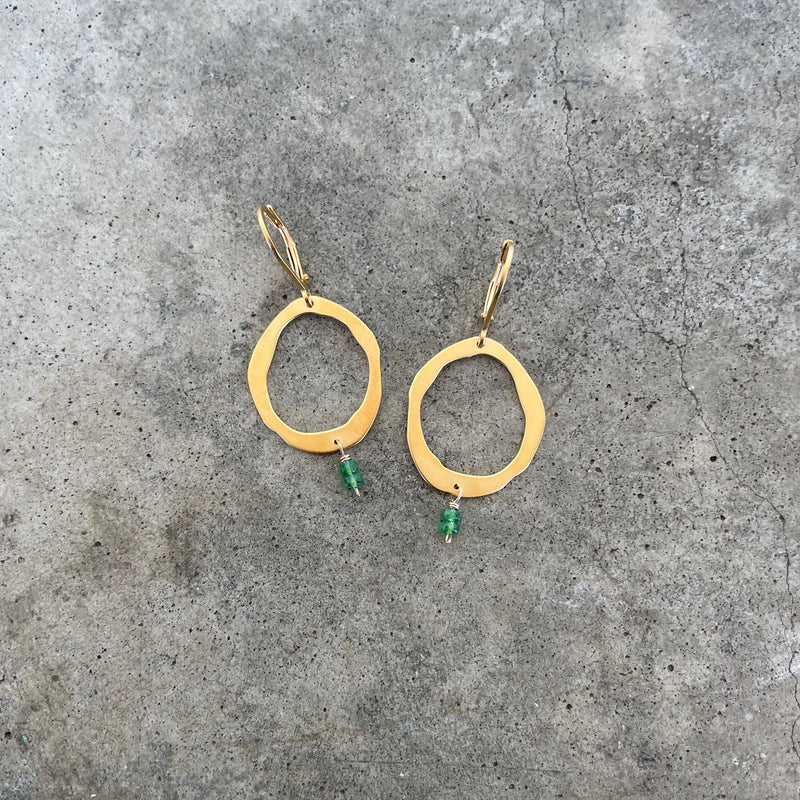 single rough cut earring with emerald-vermeil