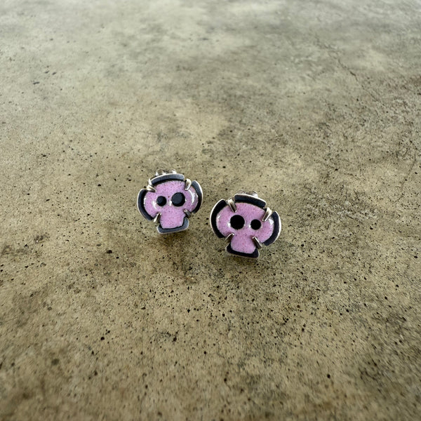 pink tiny skull earrings