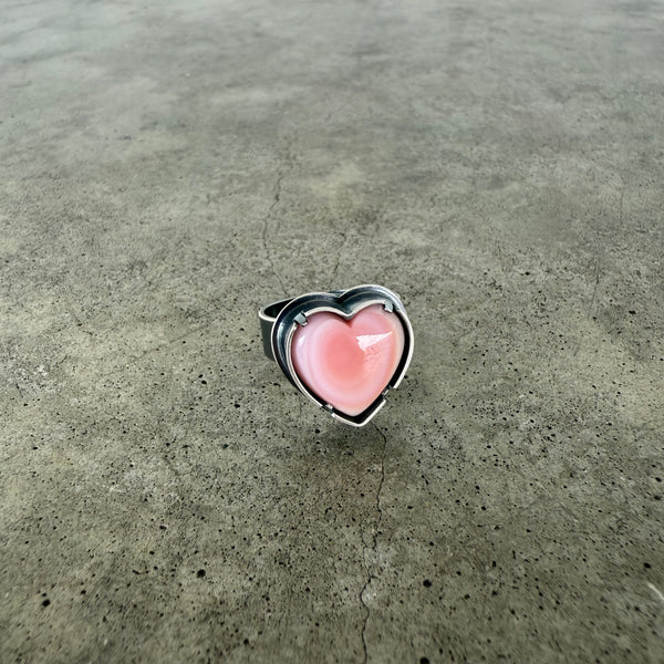 small pink conch heart ring