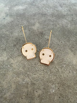 white chalcedony skull earrings