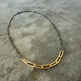 textured oval layering necklace
