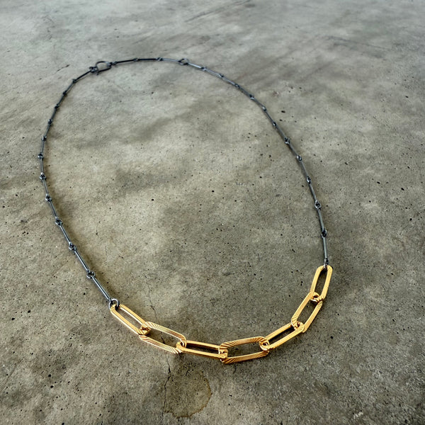 textured oval layering necklace