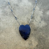 large elongated labradorite heart necklace