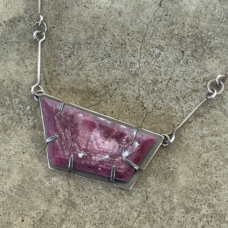 geometric natural ruby necklace