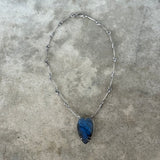 elongated labradorite heart necklace
