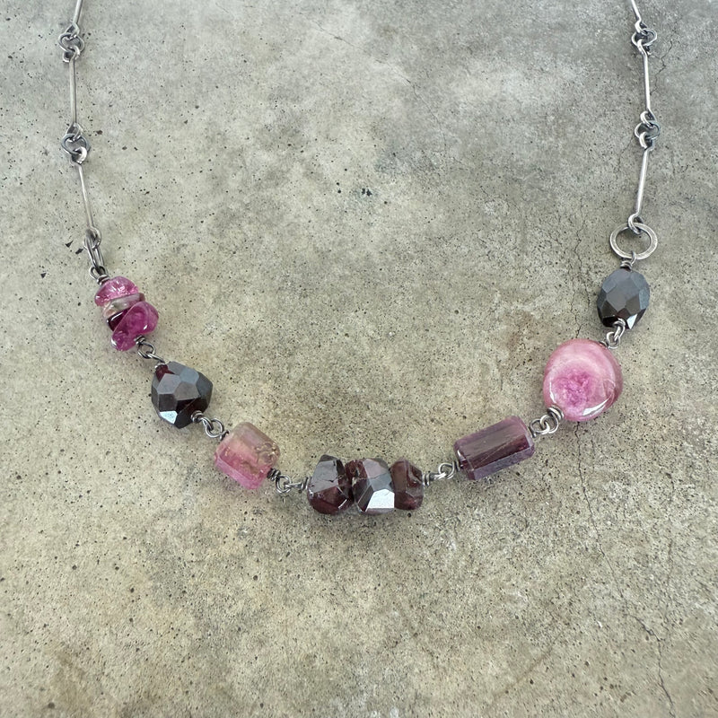 tourmaline and garnet mix necklace