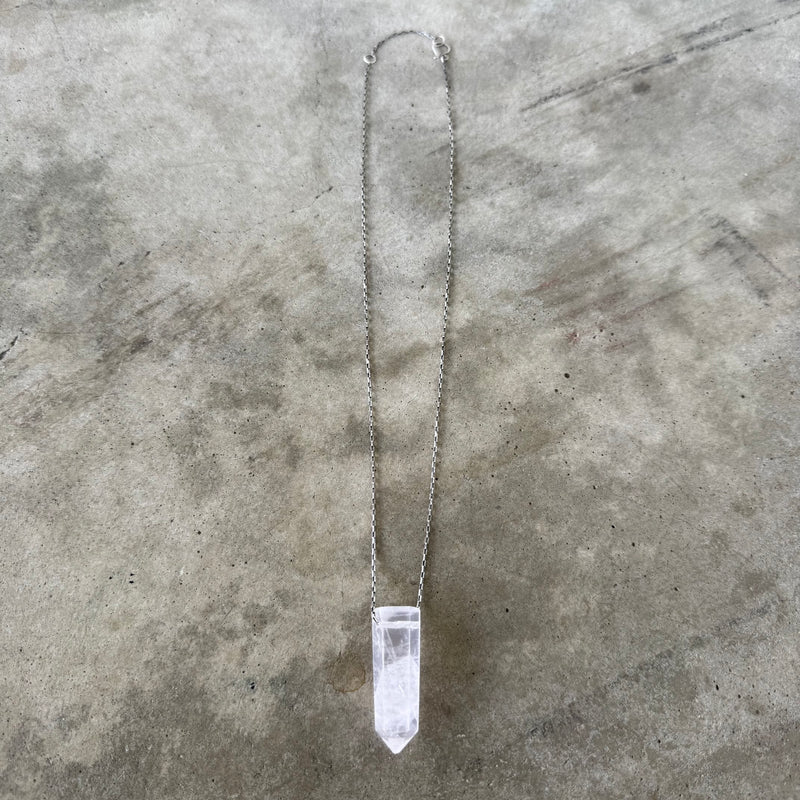 geometric rose quartz necklace